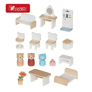 3-Story Wooden Dollhouse with Full Furniture Set - Montessori Pretend Play & DIY Role Play Toy for Kids W06A656